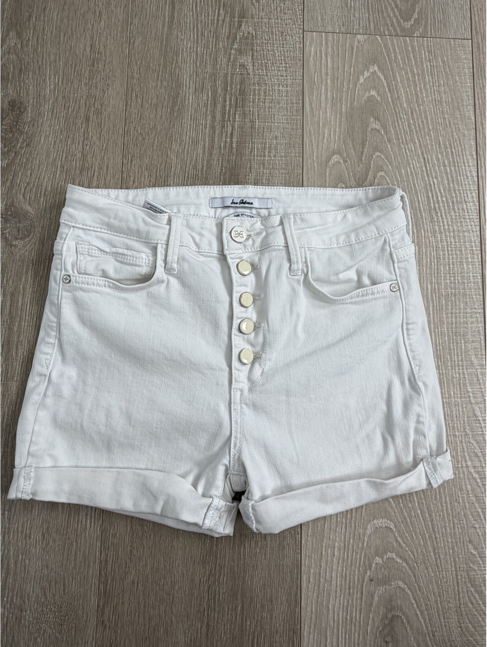 Sam Edelman The Stiletto High Rise Skinny Ankle White Denim Shorts Size 28